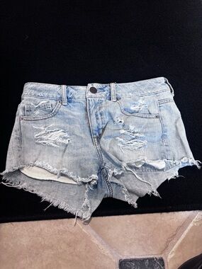 American Eagle Outfitters Light Wash Distressed Jean Shorts